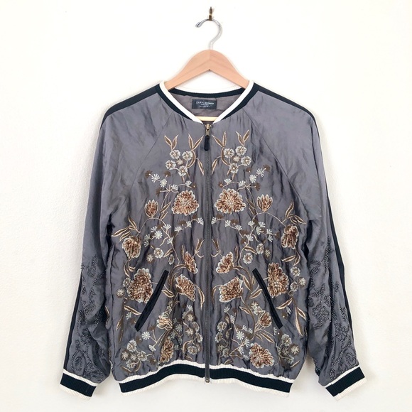 {ZARA} Beaded + Embroidered Satin Bomber Jacket - Picture 4 of 8